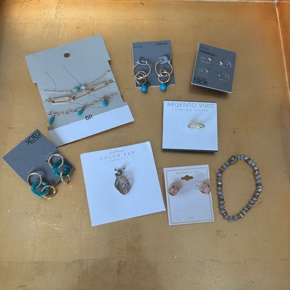 Jewelry bundle earrings necklace ring pendant gold tone